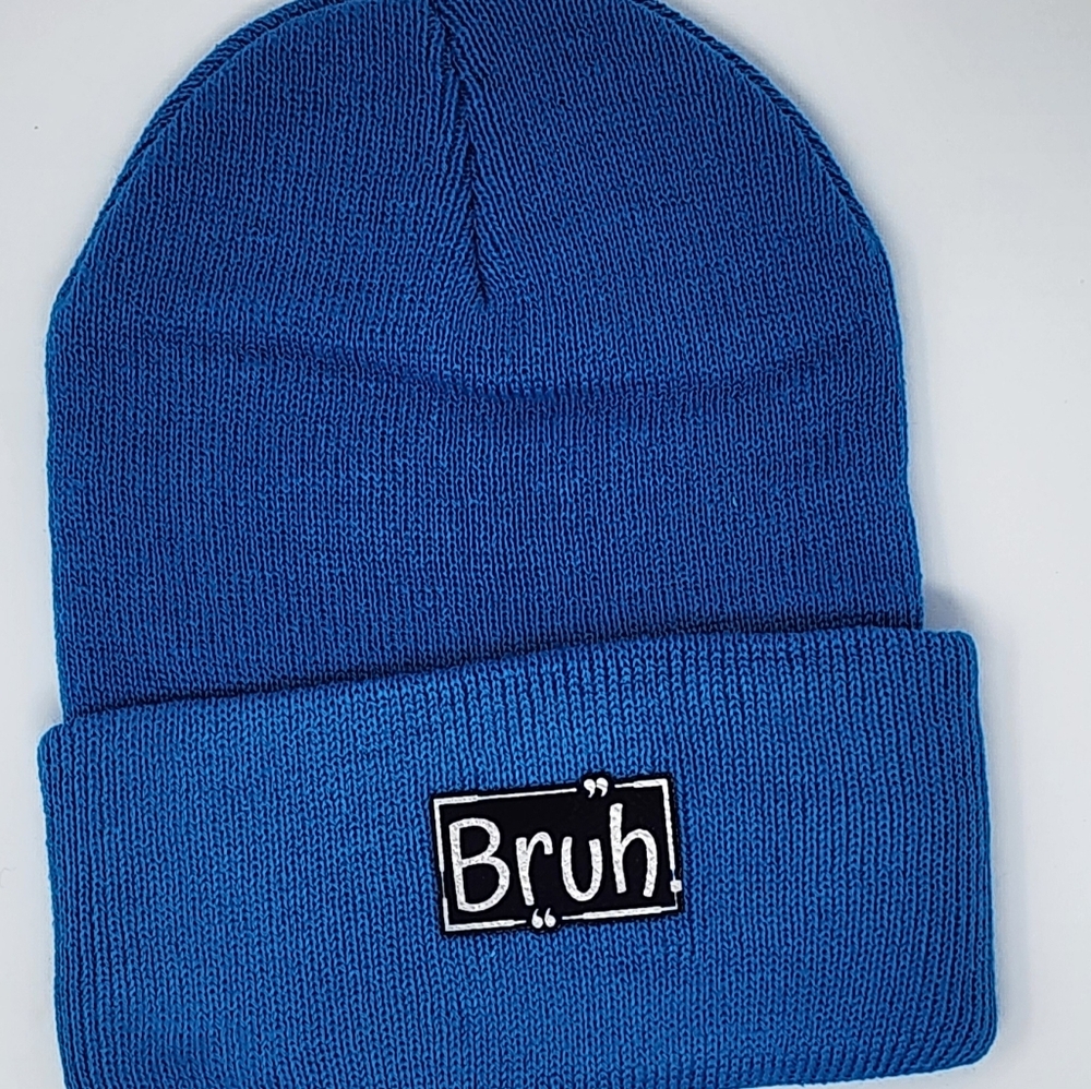 Youth Royal Blue Beanie with "Bruh" Patch